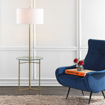 Charles 59" Metal/Glass LED Side Table and Floor Lamp - JONATHAN Y